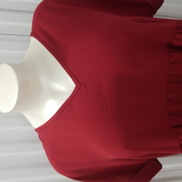 Brick Red Entro Vneck Tunic Peplum top - Picture 3 of 6